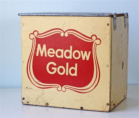 meadow gold metal milk box|Vintage MILK CRATE .